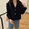 2023 Korea Women Autumn Cotton Blazers Brief Jackets Coat Single Breasted Blazer Feminina Chaqueta Mujer Outer Wear Veste Femme