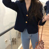 2023 Korea Women Autumn Cotton Blazers Brief Jackets Coat Single Breasted Blazer Feminina Chaqueta Mujer Outer Wear Veste Femme