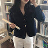2023 Korea Women Autumn Cotton Blazers Brief Jackets Coat Single Breasted Blazer Feminina Chaqueta Mujer Outer Wear Veste Femme