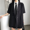 2022 Korean Black Suit Blazers Outerwear Long Sleeve Women Double Breasted Thin Suit Coat Casual Office Summer Clothes Women