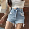 2022 Korean Denim Shorts Women High Waist Jean Shorts Light Blue Spliced Short Pants Women Summer Casual Jeans Pants 2022 K297