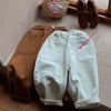 2022 Korean Style Autumn Kids Boys Girls Pants Loose Radish Haren Pocket Coffee Apricot Trousers Children Clothes E1219