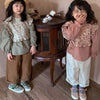 2022 Korean Style Autumn Kids Boys Girls Pants Loose Radish Haren Pocket Coffee Apricot Trousers Children Clothes E1219