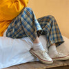 2022 Ladies Spring Summer Harajuku Checkered Pajama Plaid Pants Women Oversize Wide Leg Trousers Female Korean Style High Waist