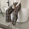 2022 Ladies Spring Summer Harajuku Checkered Pajama Plaid Pants Women Oversize Wide Leg Trousers Female Korean Style High Waist