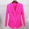 2022 Ladies Suit Jacket Classic Blazer Autumn and Winter High-end Metal Buckle Double-breasted Suit Solid Color Rose Red