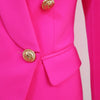 2022 Ladies Suit Jacket Classic Blazer Autumn and Winter High-end Metal Buckle Double-breasted Suit Solid Color Rose Red