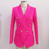 2022 Ladies Suit Jacket Classic Blazer Autumn and Winter High-end Metal Buckle Double-breasted Suit Solid Color Rose Red