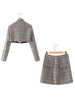 2022 Matching Set Houndstooth Blazer And Skirts Women England style Suits Navel Exposed Short Empire Blazer Lady Two Pieces Sets