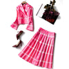 2022   Runway Designer 2 Piece Sets Autumn Winter Skirt Suits Women Blazer Suit Jacket Tops Pleated Skirt