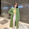 2023  Spring Winter Korean Style Singer Breasted Streetwear Green Long Casual Blazer Coat Jacket for Women