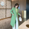 2023  Spring Winter Korean Style Singer Breasted Streetwear Green Long Casual Blazer Coat Jacket for Women