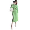 2023  Spring Winter Korean Style Singer Breasted Streetwear Green Long Casual Blazer Coat Jacket for Women