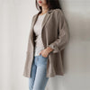 2023  Spring/autumn Korean Style Women Long Sleeve Single Button Blazer Notched Neck Cotton Linen Long Coat W555