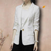 2023  Spring/autumn Women Casual Single Button Three Quarter Sleeve Blazer Slim Cotton Linen Notched Collar Coat W80