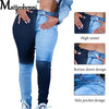 2022 Autumn Contrast Patchwork Jeans Women High Waist Hip Hop Pencil Pants Ladies Trousers Female Denim Streetwear
