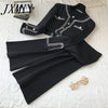 2023 Autumn Korean Color Block Round Neck Double Pocket Knit Cardigan Top + Loose Wide Leg Pants Two-Piece Pants Set Women