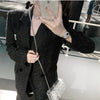 2023 Autumn Winter Casual Black Bright Silk Tweed Long Sleeve Blazers Coat Women Temperament Woolen Blended Jacket
