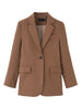 2023 Autumn Women Vintage Single Button Slim Blazer Coat Office Long Sleeve Jackets Female Suit Outerwear Chic Tops
