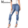 2022 Casual High Waist Denim Jeans Women Slim Fit Jeans Ladies Ripped Elastic Skinny Jeans Sexy Hole Vintage Boyfriend Jeans