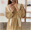 2022 Design Japan Style Women Spring Autumn Basic Wear Casual Loose Robe Solid Cotton Blend Vintage Long Maxi Dress O2660