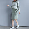 2023 Early Autumn Suit Women Loose And Popular All-Match Casual Long-Sleeved Knitted Mid-Length Skirt Sweater Two-Piece Suit