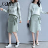 2023 Early Autumn Suit Women Loose And Popular All-Match Casual Long-Sleeved Knitted Mid-Length Skirt Sweater Two-Piece Suit