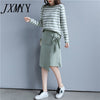 2023 Early Autumn Suit Women Loose And Popular All-Match Casual Long-Sleeved Knitted Mid-Length Skirt Sweater Two-Piece Suit