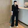 2023 Dignified Sense of Design Korean Style Loose Wide Leg Pants Two-Piece Retro Suit Women's Spring