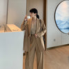 2023 Dignified Sense of Design Korean Style Loose Wide Leg Pants Two-Piece Retro Suit Women's Spring