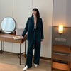 2023 Dignified Sense of Design Korean Style Loose Wide Leg Pants Two-Piece Retro Suit Women's Spring