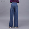 2022 Hip Hop High Waist Straight Jeans Women Autumn Blue Casual Loose Wide Leg Jeans Trousers Striped Palazzo Pants