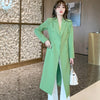 2022 Korean Style Singer Breasted Streetwear   Spring Winter Green Long Casual Blazer Coat Jacket for Women