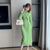 2023 Korean Style Singer Breasted Streetwear   Spring Winter Green Long Casual Blazer Coat Jacket for Women