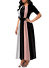2022   Women Casual Party Dress Female Sexy Half Sleeves Striped Long Dress Elegant A-line Dresses Outfits S-2XL