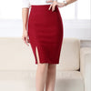 2023 Women Office Formal Pencil Skirt Spring Summer Elegant Slim Front Slit Midi Skirt Black/Gray/Red OL Skirts