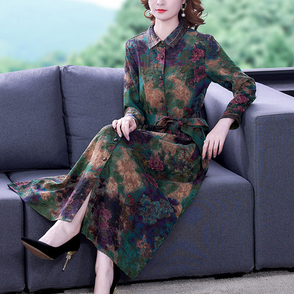 2023 Floral Print Boho Maxi Dress Sexy Lady Temperament of Chinese wind Summer Long Dress Women Beach Dresses Vestido