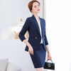 2023  Spring Blue Ladies Blazer and Skirt Suit Elegant Women Office Formal Business Work Wear Two Piece Set