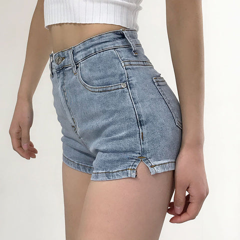 2022 Summer Jean High-waist Denim Shorts Casual Loose Oversized Elastic Korean Style Women Short