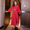 2023 Korean Style Spring Red Suit Women Elegant Ladies Dress Two-piece Suit