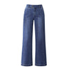 2022 Ladies Wide Leg Straight Striped Stretchy Jeans Autumn Winter Denim Jeans Korean High Waist Plus Size S To 5XL