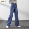 2022 Ladies Wide Leg Straight Striped Stretchy Jeans Autumn Winter Denim Jeans Korean High Waist Plus Size S To 5XL