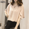 2023 Large Size 4XL Korean Style Chiffon Blouse Female Batwing Sleeve Loose Short Sleeve Solid Woman's Shirt Pullover 10345