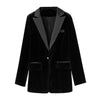2023 Large Size Gold Velvet Blazer Female Temperament Autumn Single Button Long Sleeve Women Korean Jacket Suit Coat M834