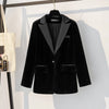2023 Large Size Gold Velvet Blazer Female Temperament Autumn Single Button Long Sleeve Women Korean Jacket Suit Coat M834
