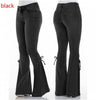 2022 Mid Waist Denim Flare Pants Women Lace Up Slim-fit Stretch Jeans Wide Leg Trousers Lady Bell-Bottoms Plus Size XS-4XL