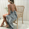 2022  Sexy Summer Women Boho Maxi Dress Evening Party Dress Beach Sundress Halter Backless Sundress Halter Slit Dress