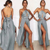 2022  Sexy Summer Women Boho Maxi Dress Evening Party Dress Beach Sundress Halter Backless Sundress Halter Slit Dress