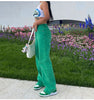 2022 Solid Color Jeans Girl Streetwear Clothing Green Jeans Slim Straight Leg Pants Hip-hop Wide Leg Jeans Y2k