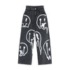 2022 Spring Ins Street Hip-hop Printing Wash Jeans Loose Casual Denim Wide Leg Pants Tide Woman Long Trousers